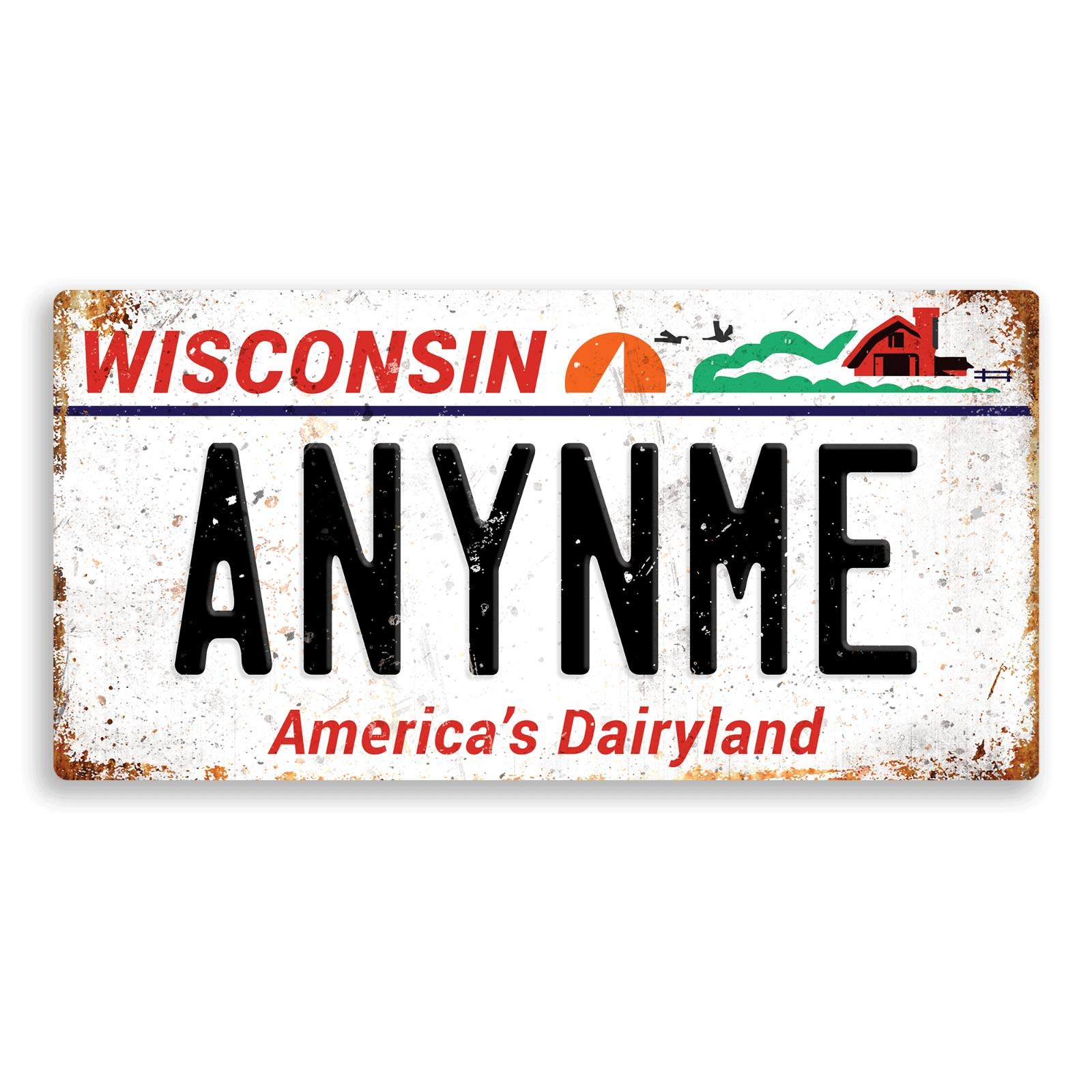 Toasted Merch Wisconsin Personalised American Number Plates - Custom – Sticky Pads | Printed Metal Wall Sign Plaque Printed Metal Wall Sign Plaque Show Plate
