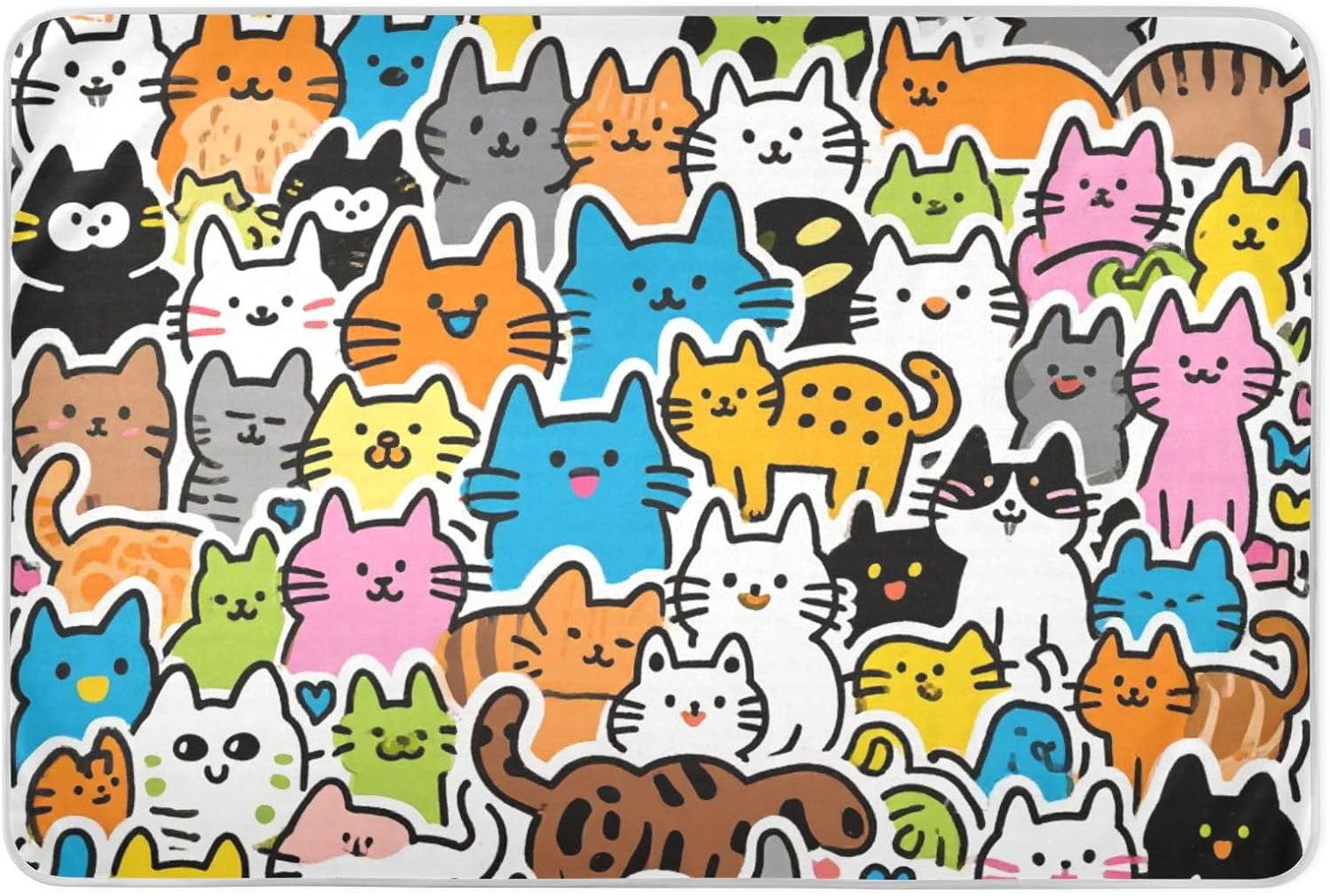 Cute and Colorful Cartoon Cats Extra Large Resuable Baby Bed Pad Highly Absorbent Potty Training Cover Cute Cool Incontinence Pads for Baby Boys Girls , 52" L x 34" W