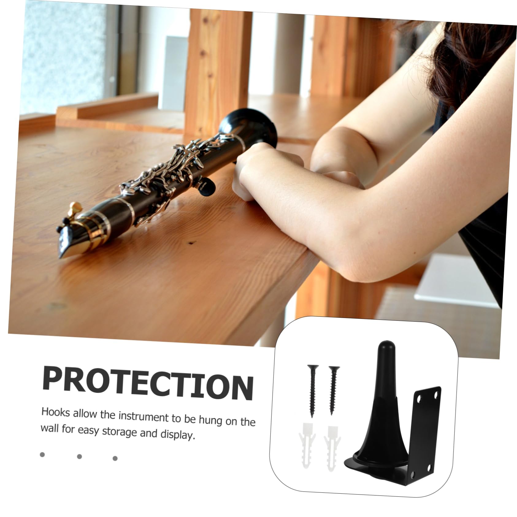 ifundom Soporte de Pared para Instrumentos de Viento y Flauta Negro, Diseño Multifuncional de Metal y Abs Fácil Instalación y Herramientas Incluidas, Adecuado para Instrumentos de Viento