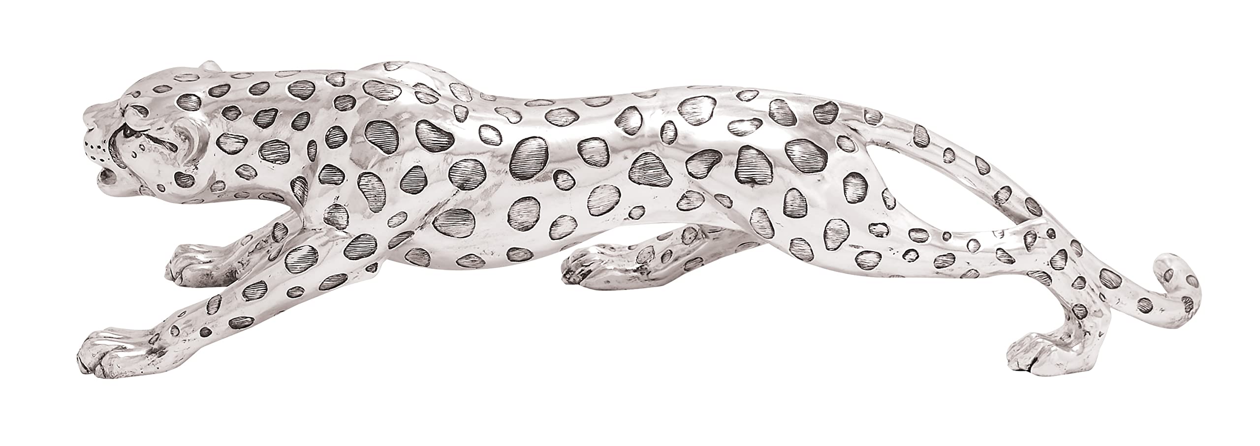 Deco 79 Glam Polystone Leopard Sculpture, 48" x 11" x 12", Silver