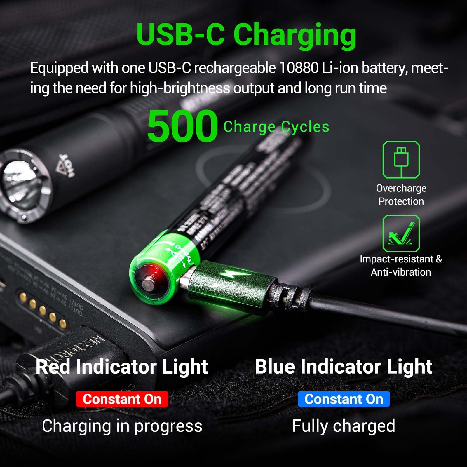 Nextorch TA22 - Linterna táctica recargable, 850 lúmenes, LED EDC de alto brillo, IPX8 impermeable y resistente a los impactos, linterna portátil con clip para bolsillo, hogar, emergencia, seguridad