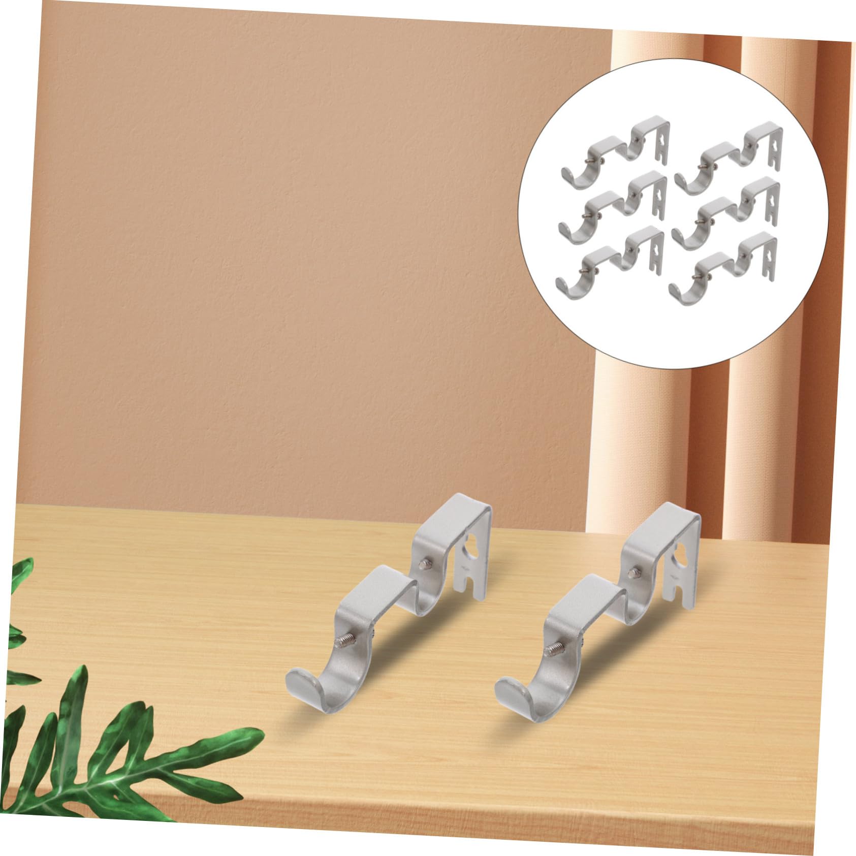 BESTYASH Supports de Tringle à Rideaux Doubles en Fer Argenté, Lot de 6