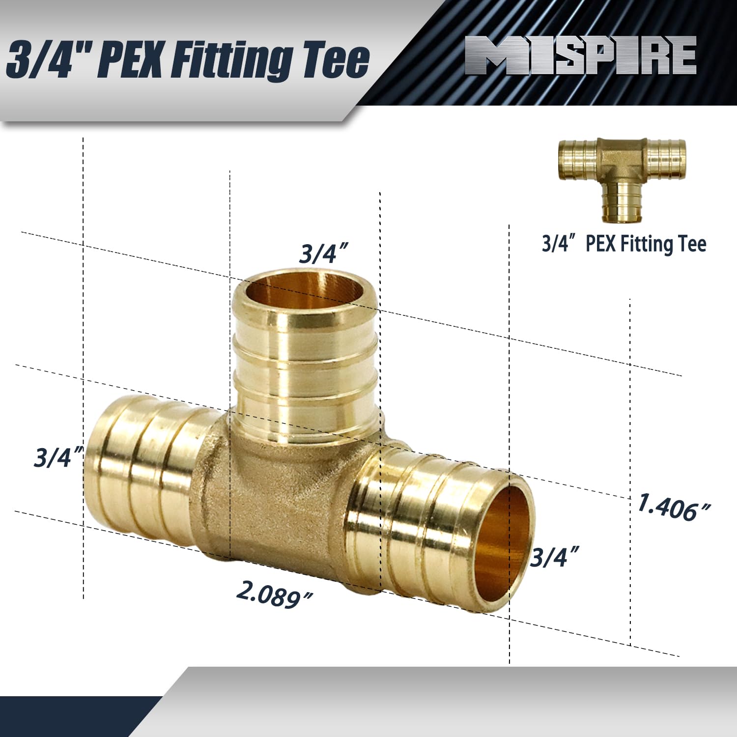 Accesorios PEX de 3/4 pulgadas, 36 piezas, 12 acoplamientos, 12 codos de 90 grados y 12 piezas en T PEX, combo de accesorios de tubería PEX de latón, sin plomo para líneas de agua PEX,