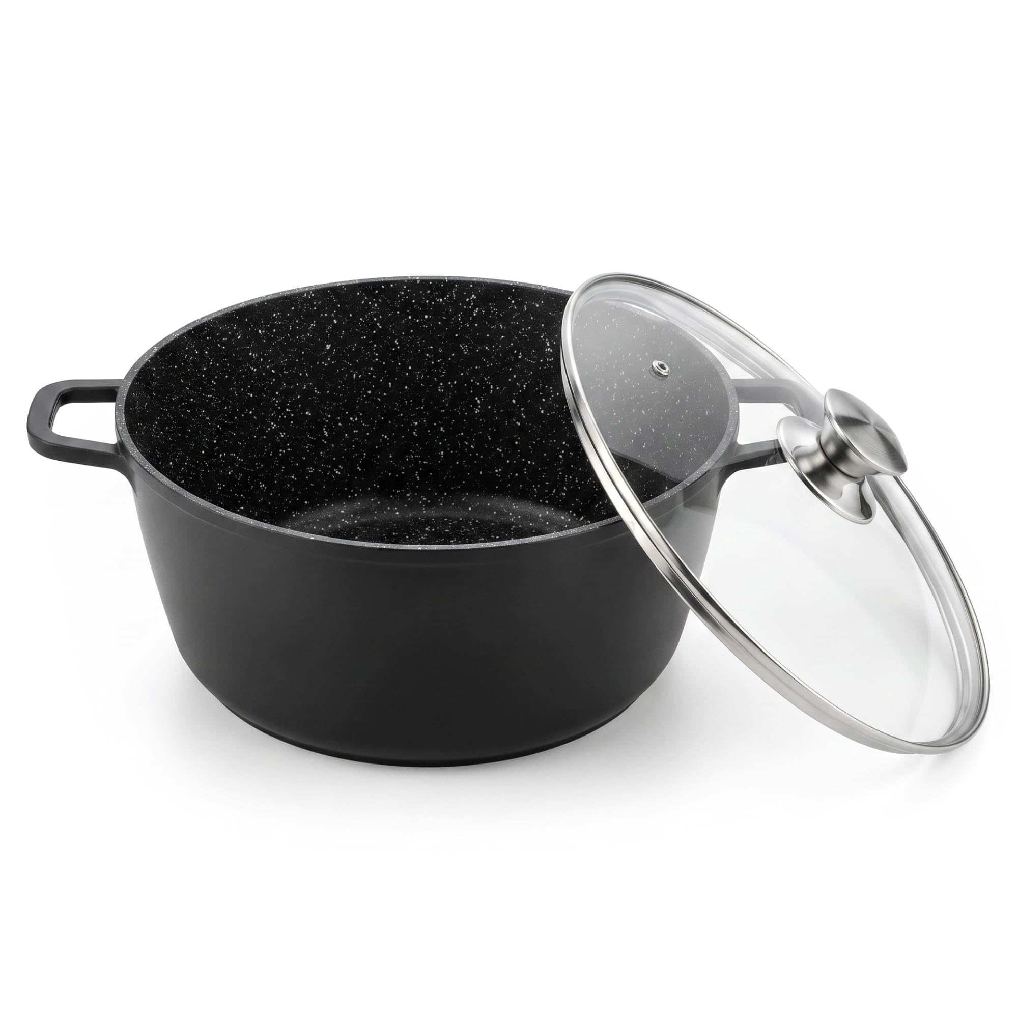 Casserole 13 L Marmite à soupe en fonte d'aluminium antiadhésive casserole à lait induction cocotte 36 cm avec couvercle en verre rôtissoire