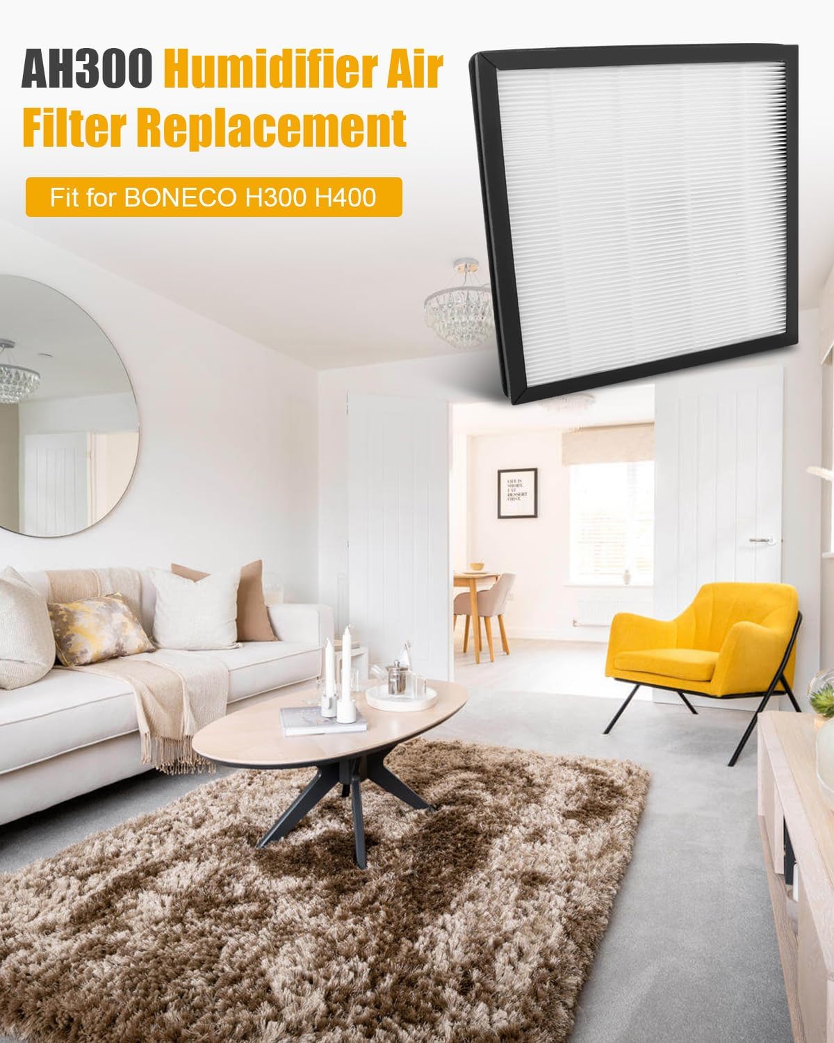 2 PCS AH300 HEPA Air Filter Fit for BONECO H300 H400, True HEPA Air Filter H13 Level