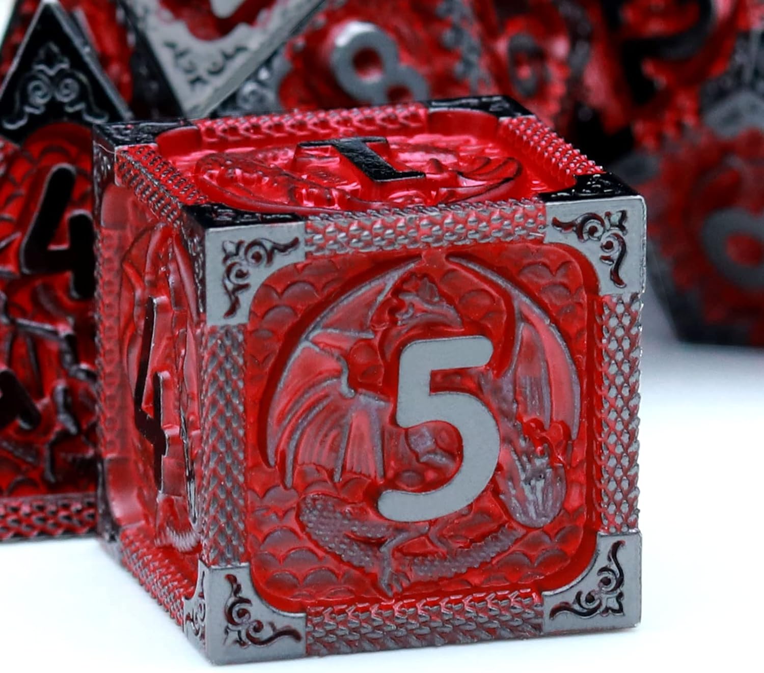 Amazon.com: Haxtec Metal DND Dice Set Red Black Metal D&D Dice with ...