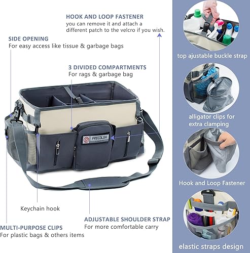 Miniatura 3 de Organizador Grande de Suministros de Limpieza - Organizador de Caddy de Limpieza con Asas y Correa para el Hombro - Bolsas de Limpieza para