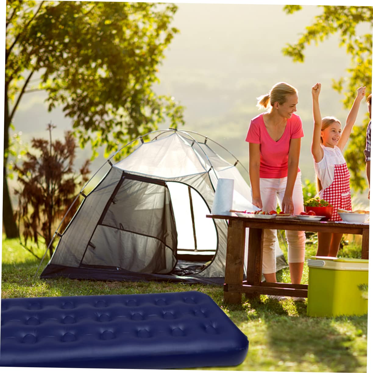 GOOHOCHY Beach Inflatable Mat Single Air Bed Flocking Comfortable Mattress for Camping