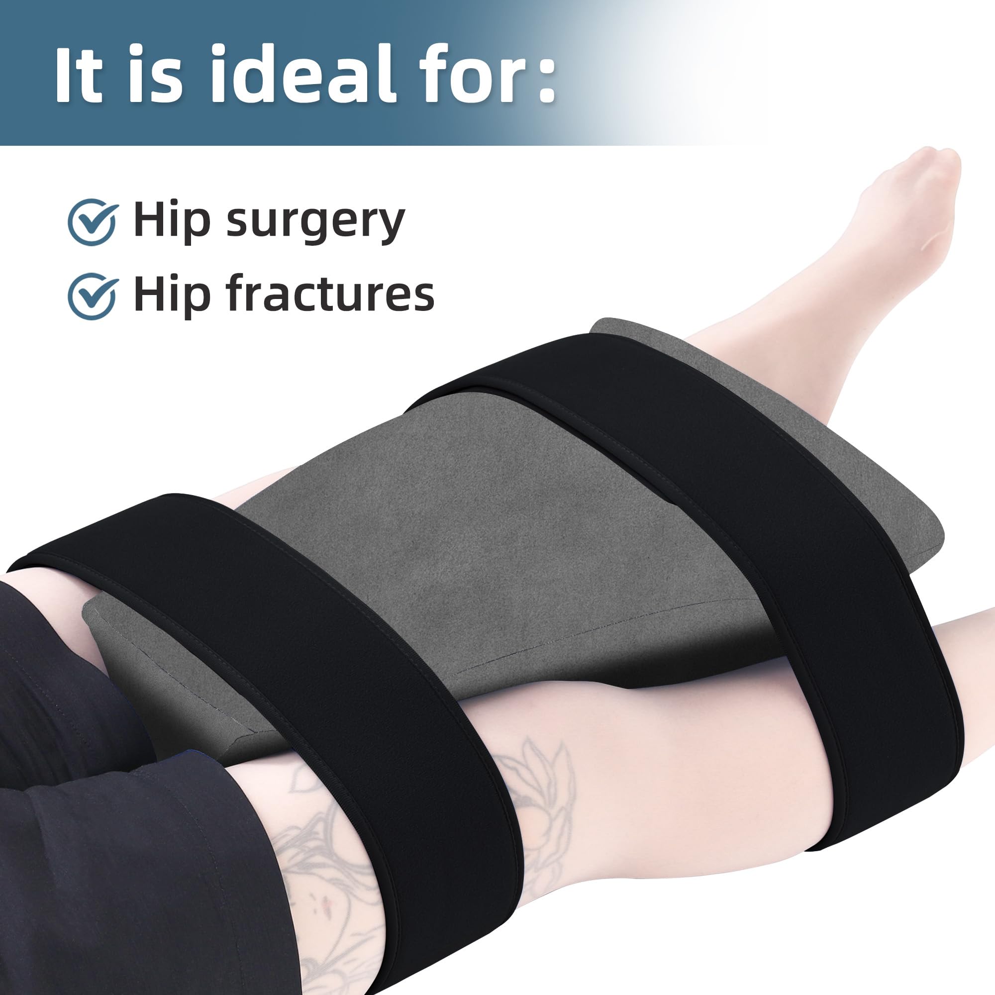 TYYIHUA Hip Abduction Pillow - Hip Surgery Pillow with Velvet Pillow Cover - Comfortable Foam Pillow for Hip Replacement Surgery After,Gray