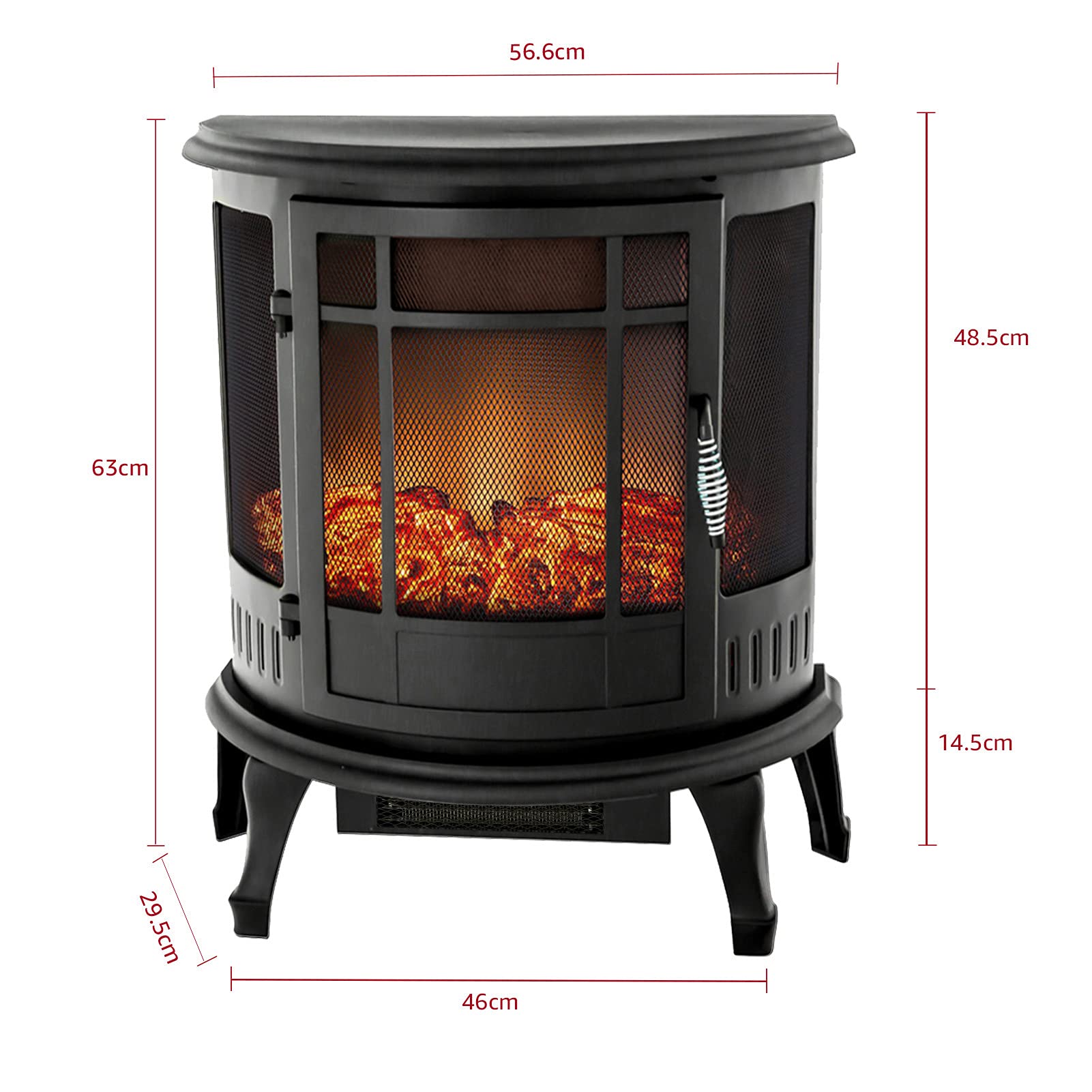 FLAMEu0026SHADE Electric Fire Wood Stove with Remote Control, 63cm Portable  Freestanding Fireplace Space Heater for Indoor use : Amazon.co.uk: DIY u0026  Tools