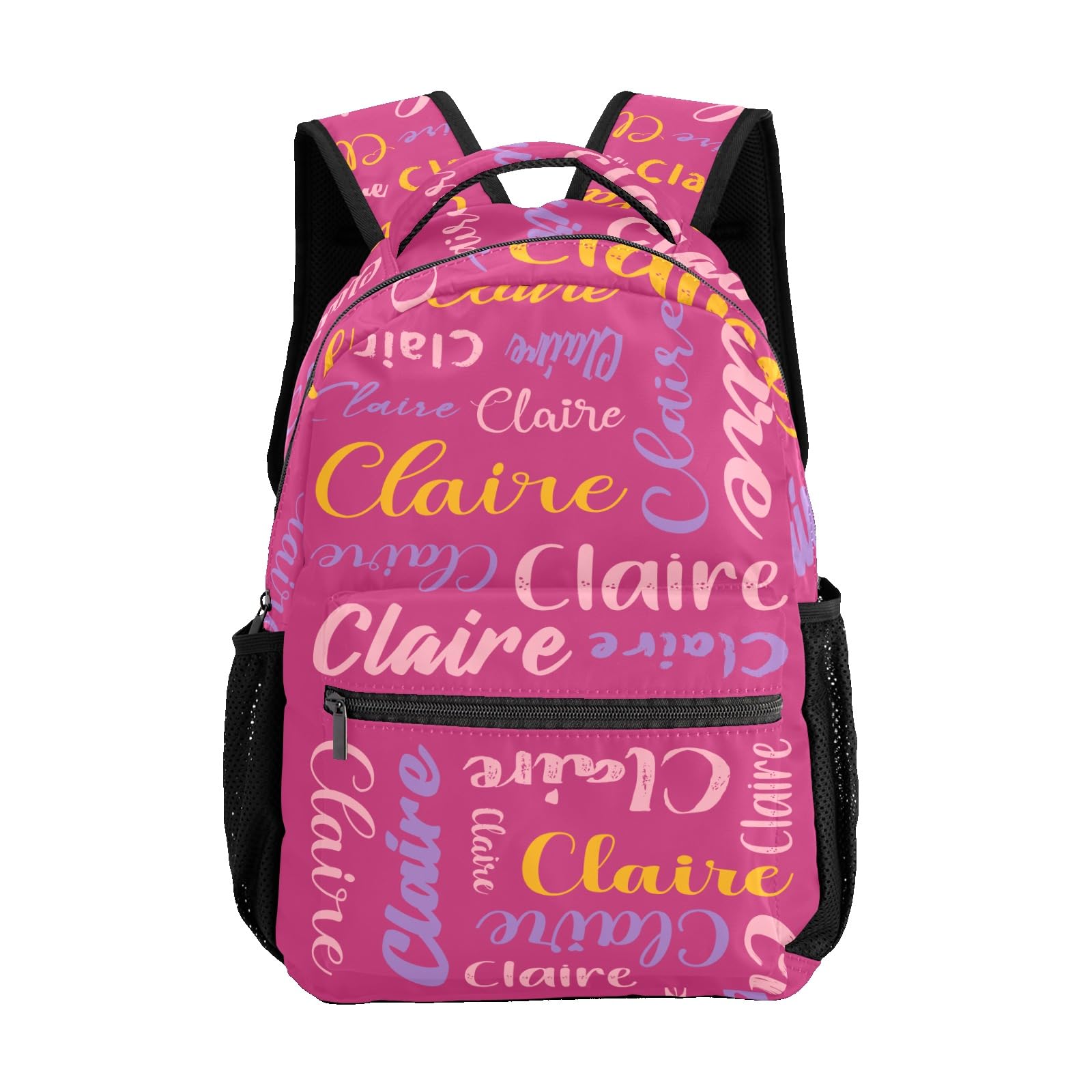 ZAACUSTOM Polyester Custom Bookbag with Name Text Elementary Kids Girls Personalized School Backpack Customize Book Bag, Stylish, Waterproof, Unique, Adjustable Shoulder Straps, 1 Pack