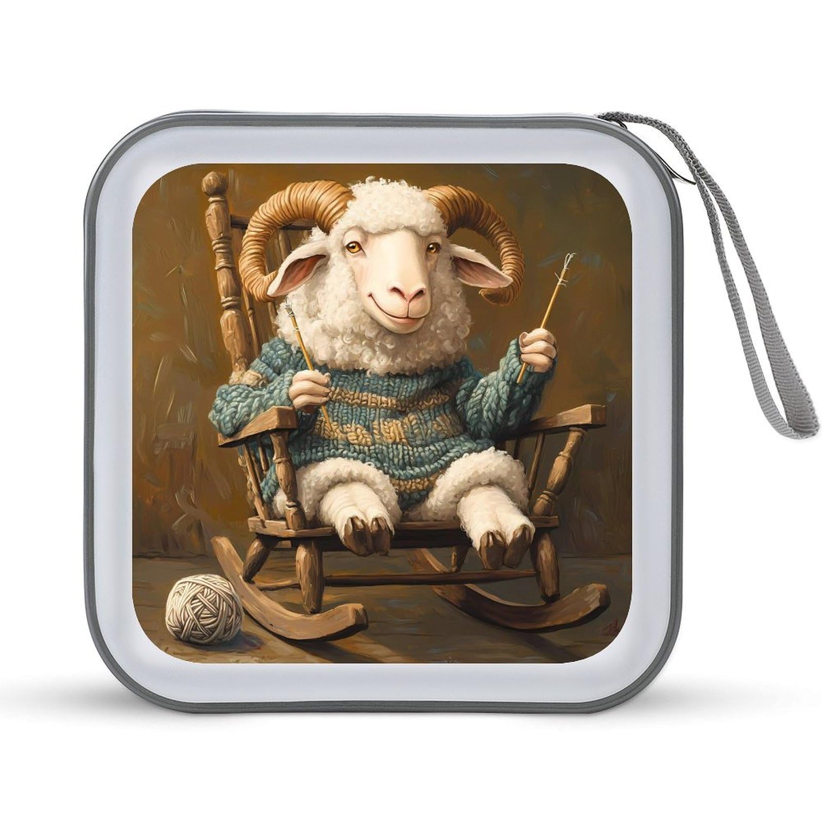 Sheep Knitting Print CD Case Portable DVD Holder Storage Organizer for Home Travel