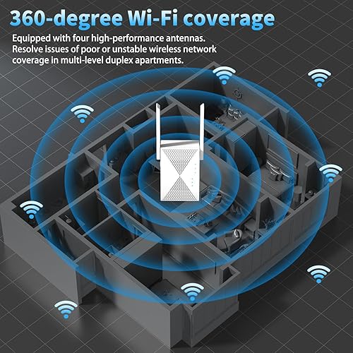 Miniatura 6 de Amplificador de señal WiFi, extensor de Internet, amplificador WiFi, con puerto Ethernet, repetidor inalámbrico para el hogar, largo alcance, cubre