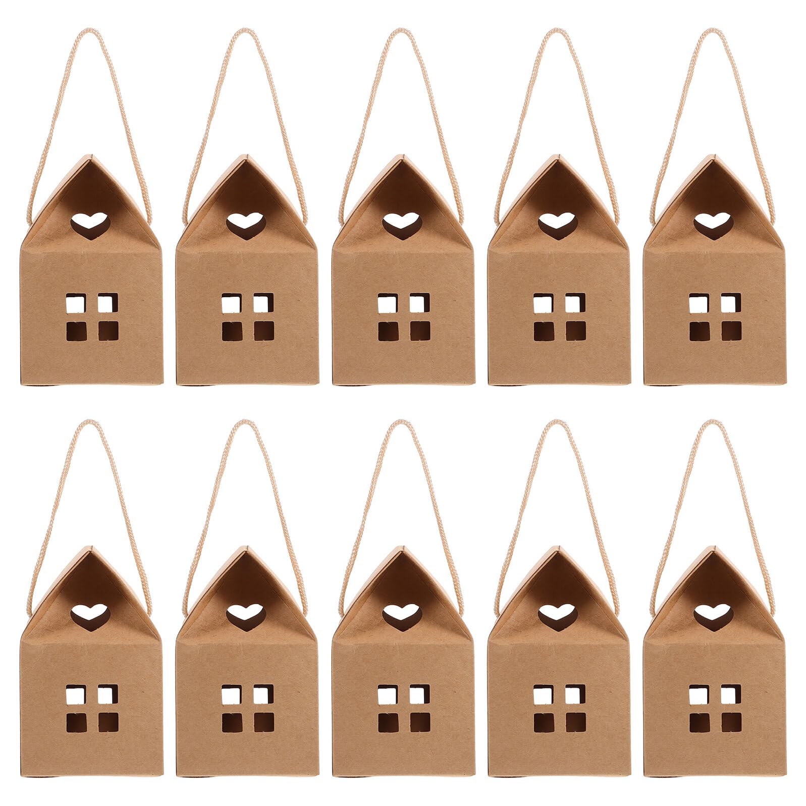 50 Scatole Regalo a Forma di Casa Design Unico ed Elegante in Carta Marrone, Confezione da 50 Pezzi per Bomboniere e Confezioni per Feste e Celebrazioni