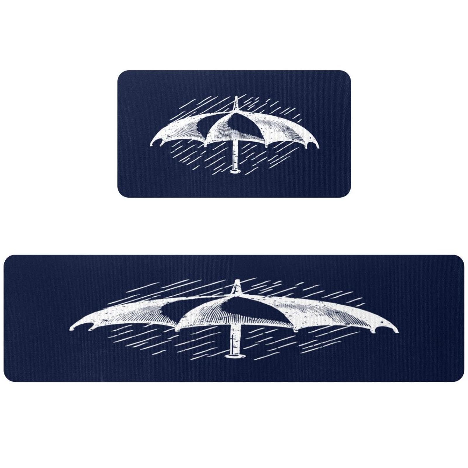 Tapis de cuisine antidérapants lot de 2 lavables motif umbrella blanc