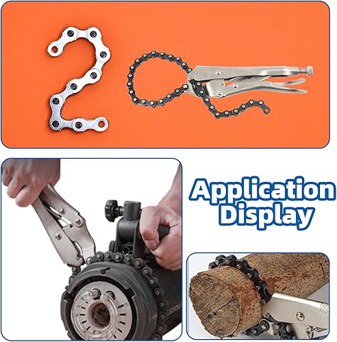 Miniatura 7 de Glarks 2 abrazaderas de cadena de bloqueo de 9 pulgadas con cadena de 20 pulgadas, llave de tornillo de banco de cadena de alta resistencia,
