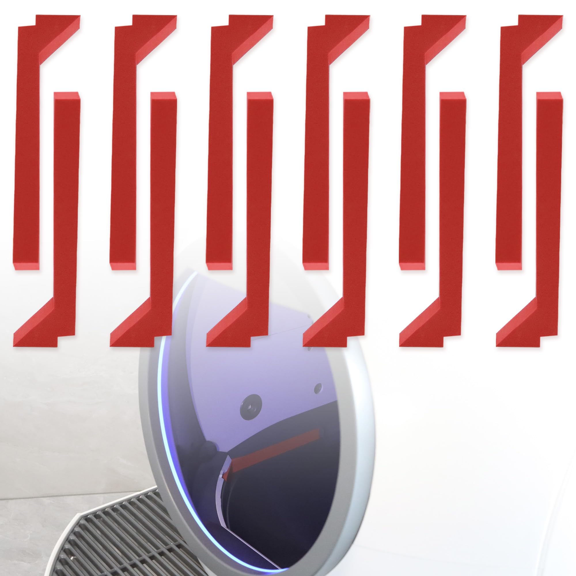 Terixe 12 Pack Red Foams for Els Pet Litter Box, Replacement Parts for Self-Cleaning Cat Litter Box, Precisely Cut EVA Material, Prevents Cat Litter