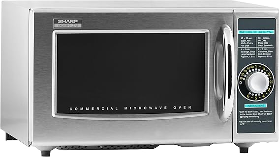 Sharp R-21LCFS Medium-Duty Commercial Microwave Oven with Dial Timer, Stainless Steel, 1000-Watts, 120-Volts
