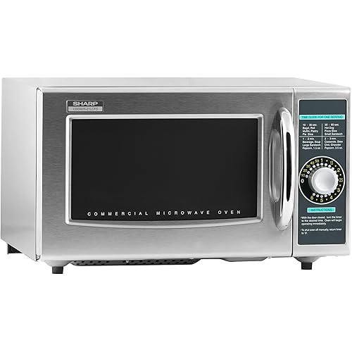 Sharp R-21LCFS Medium-Duty Commercial Microwave Oven with Dial Timer, Stainless Steel, 1000-Watts, 120-Volts