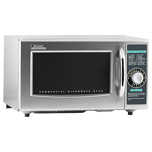 Sharp R-21LCFS Horno de microondas comercial de servicio medio (temporizador de dial, 1000 vatios, 120 voltios) (Actualización de R-21LCF), plateado