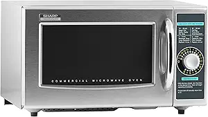 Sharp R-21LCFS Medium-Duty Commercial Microwave Oven with Dial Timer, Stainless Steel, 1000-Watts, 120-Volts