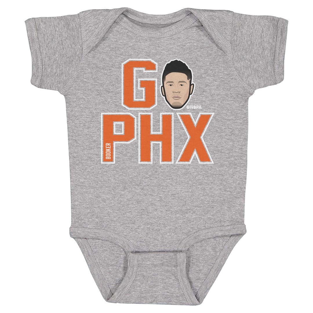 500 LEVEL Devin Booker One-Piece Infant Bodysuit - Devin Booker GO PHX O WHT (Heather Gray, 6M)