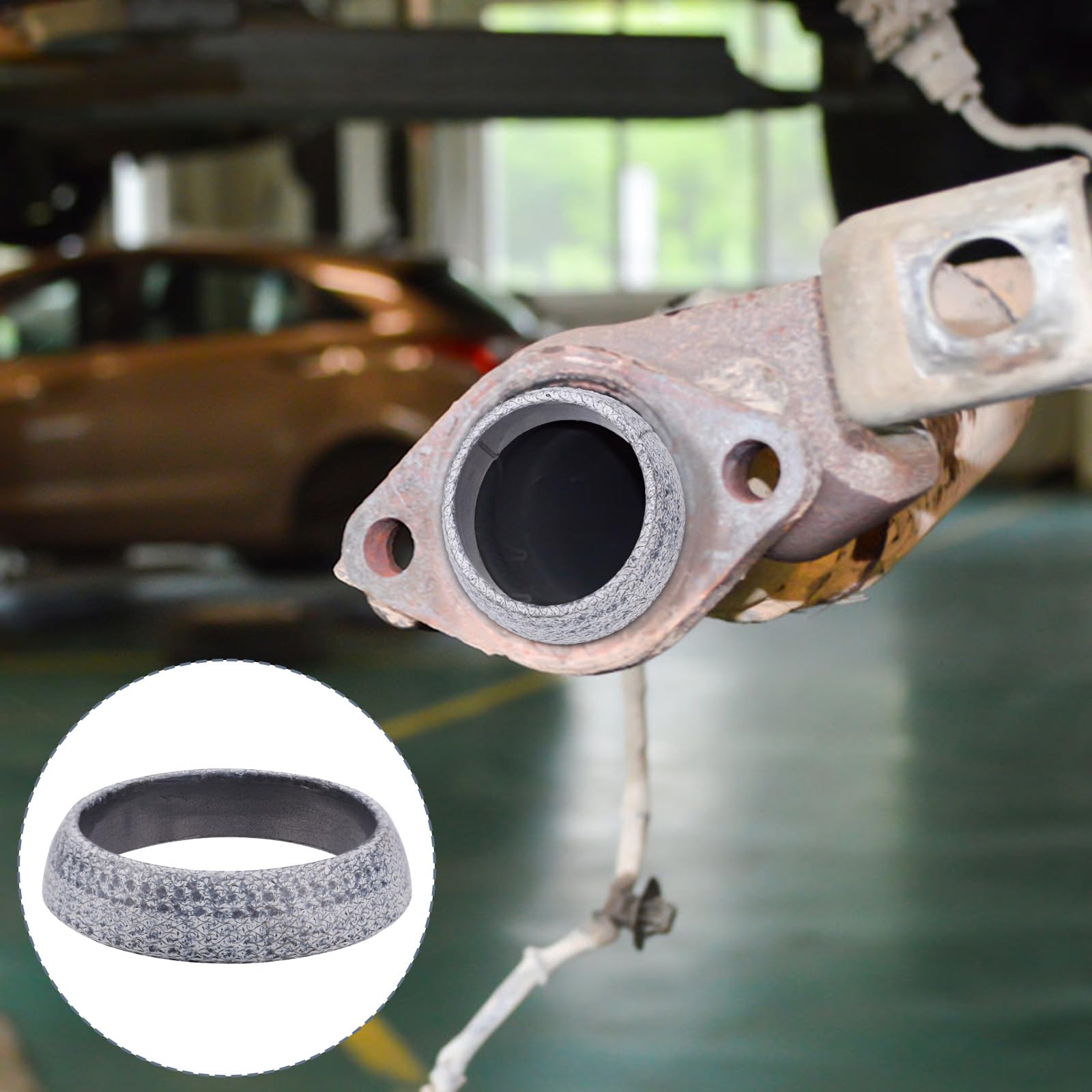 BOXOB 2 Guarnizioni Collettore di Scarico 60mm, Bulloni con Molle Ammortizzanti per Riparazione Scarico Auto Camion SUV
