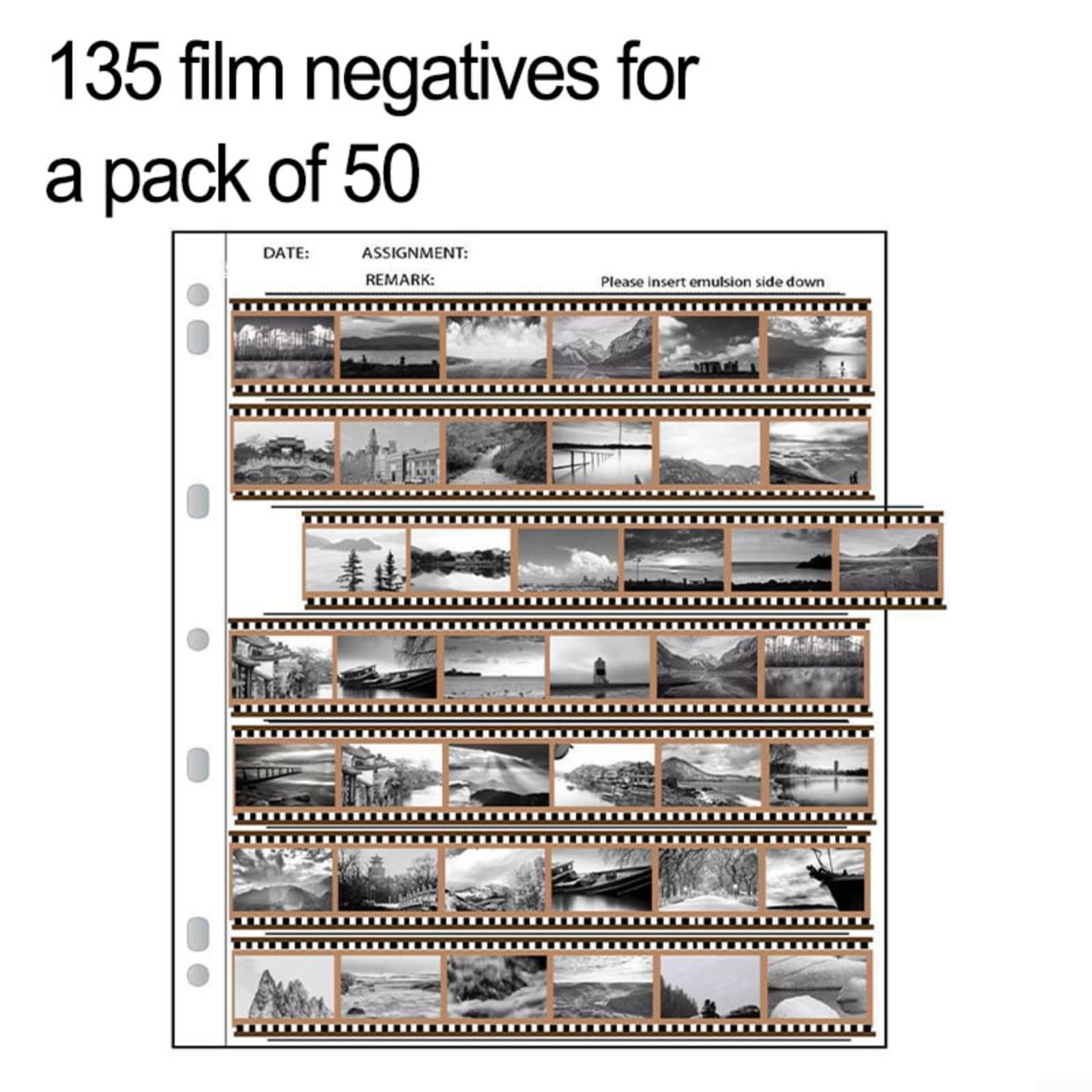 50 pagine negative prive di acidi, in bianco e nero, per server diaconi, per archiviare negativi, formato singolo negativo (135 confezioni da 50)