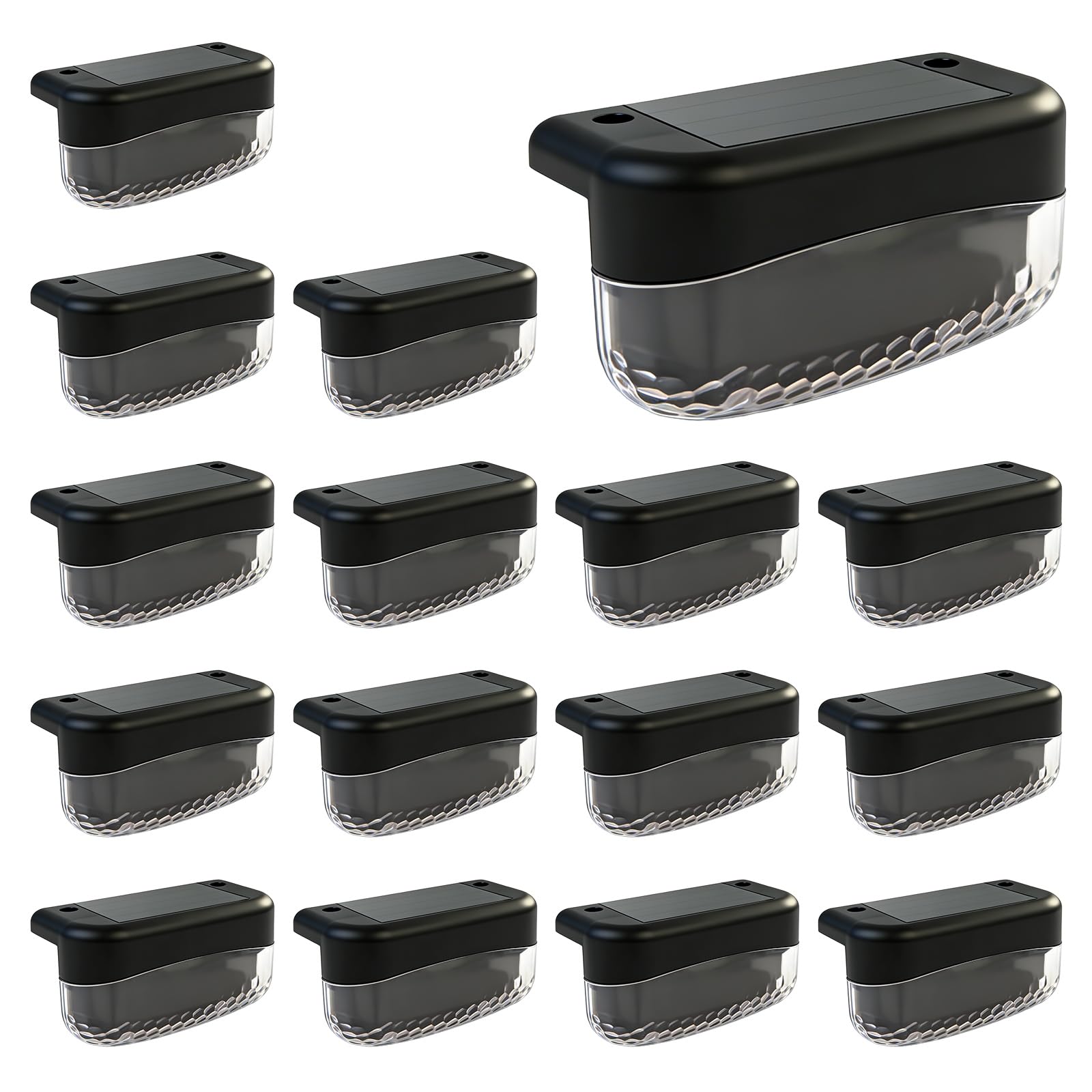CREECHWA Luces Solares Exterior LED para Jardín y Terraza - 16 Pack de Lámparas Solares para Escaleras, Vallas y Patios, Impermeable, Encendido Automático, Blanco Frío, Instalación Fácil sin Cables