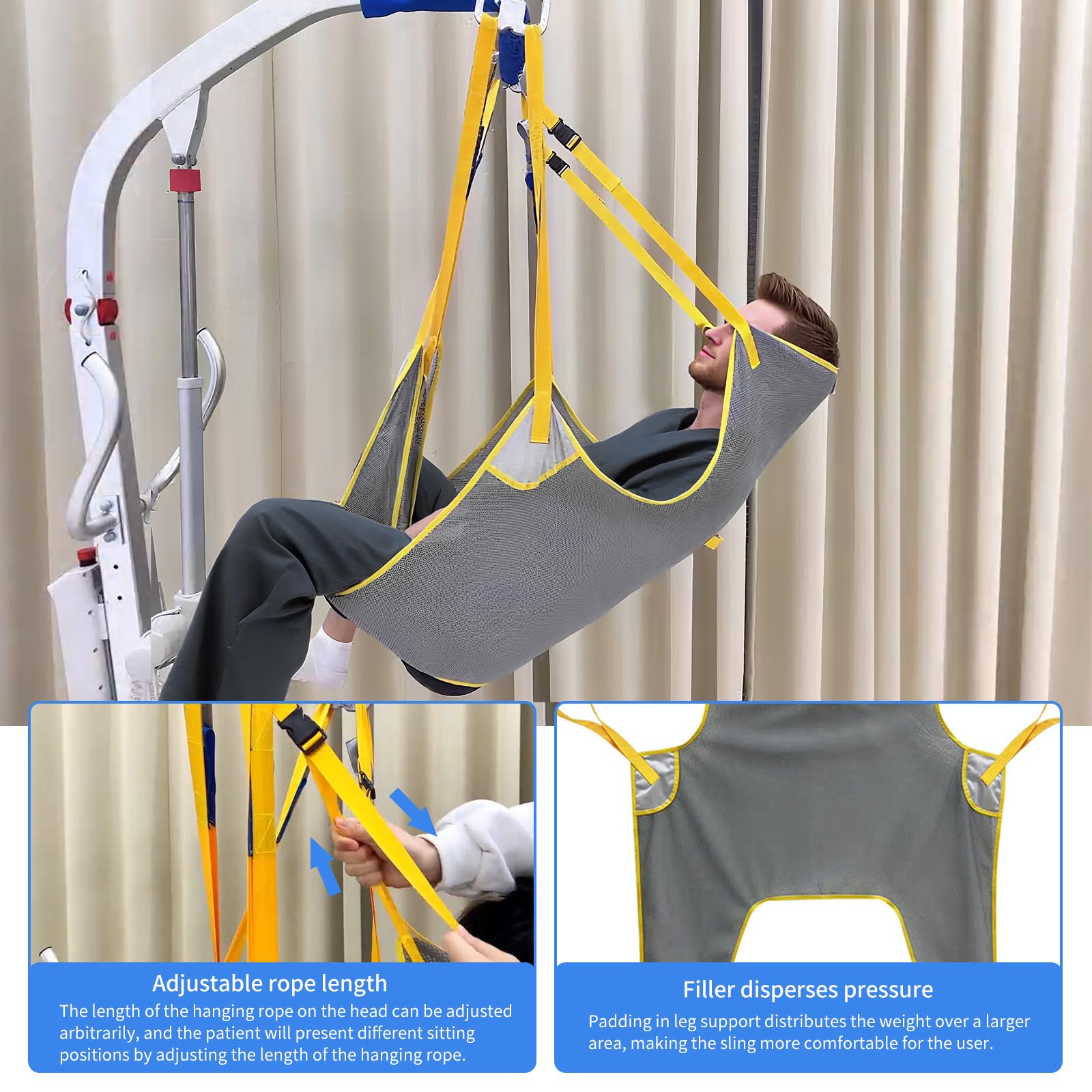 Cintura di sollevamento assistente per sollevamento pazienti con gamba divisa e parte bassa della schiena, trasferimento per Elderly, cinghia di sollevamento per trasferimento, posizionamento e