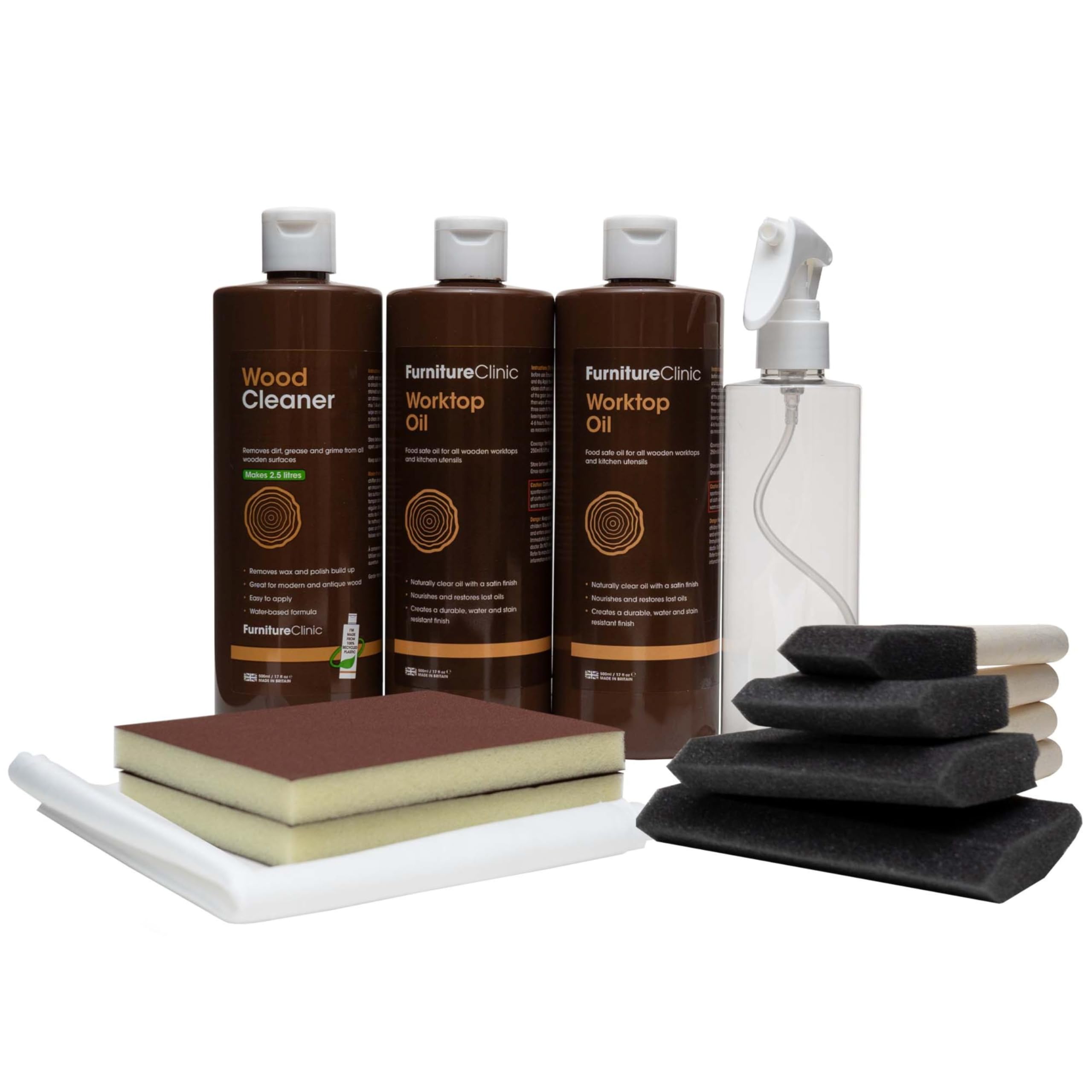 Furniture Clinic - Kit de mantenimiento para encimeras de cocina de madera y otras encimeras de madera