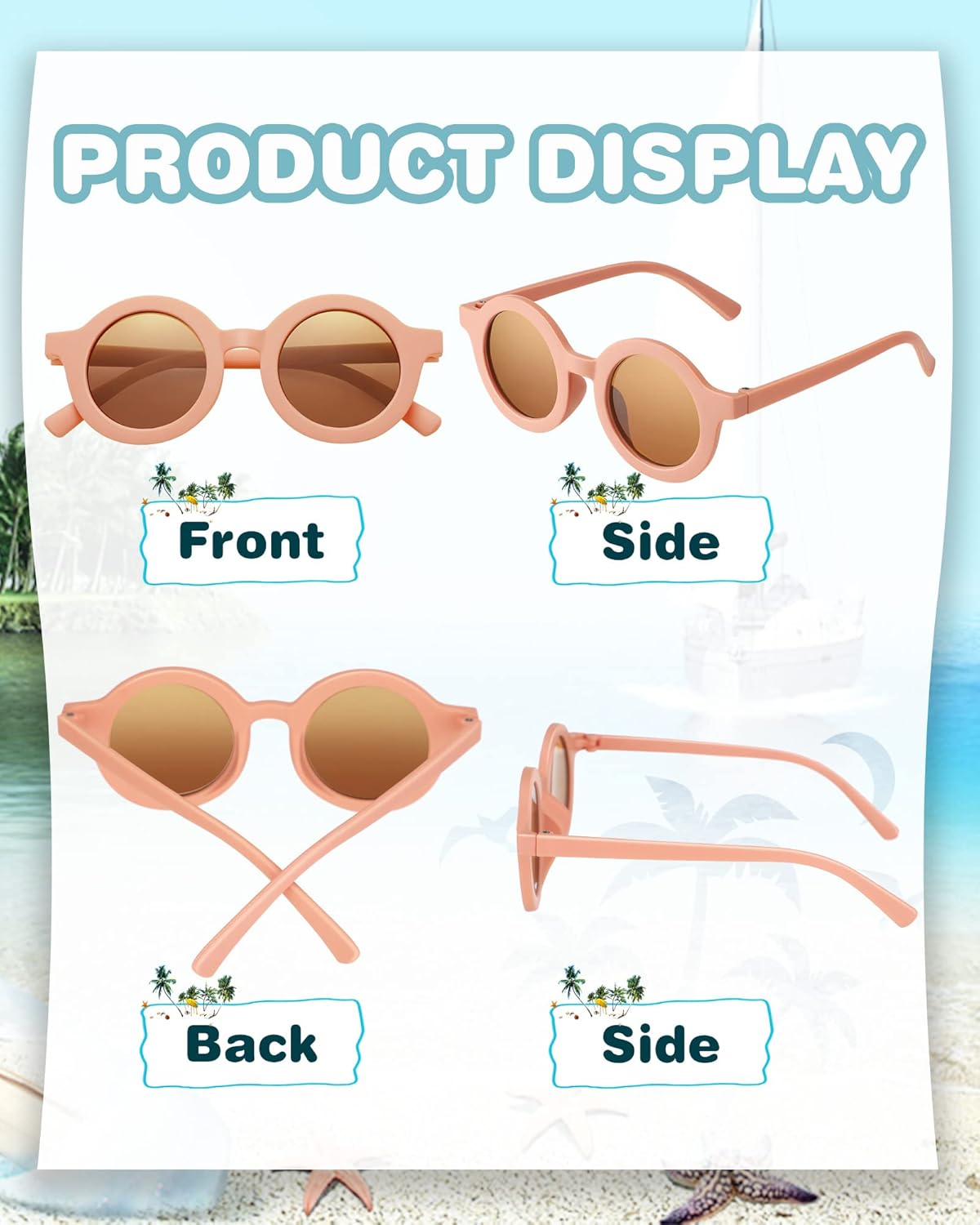 Frienda 16 Pairs Toddler Sunglasses Valentines Classroom Gift Round Kids Sunglasses Bulk for Boy Girl Beach Outdoor Sport - Image 3