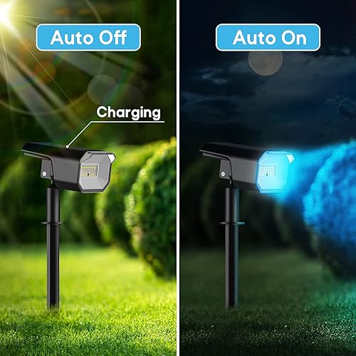 Miniatura 4 de TRAMSMART Focos solares para exteriores, 40 LED que cambian de color, luces solares impermeables al aire libre IP 65, 7 modos de iluminación, luces