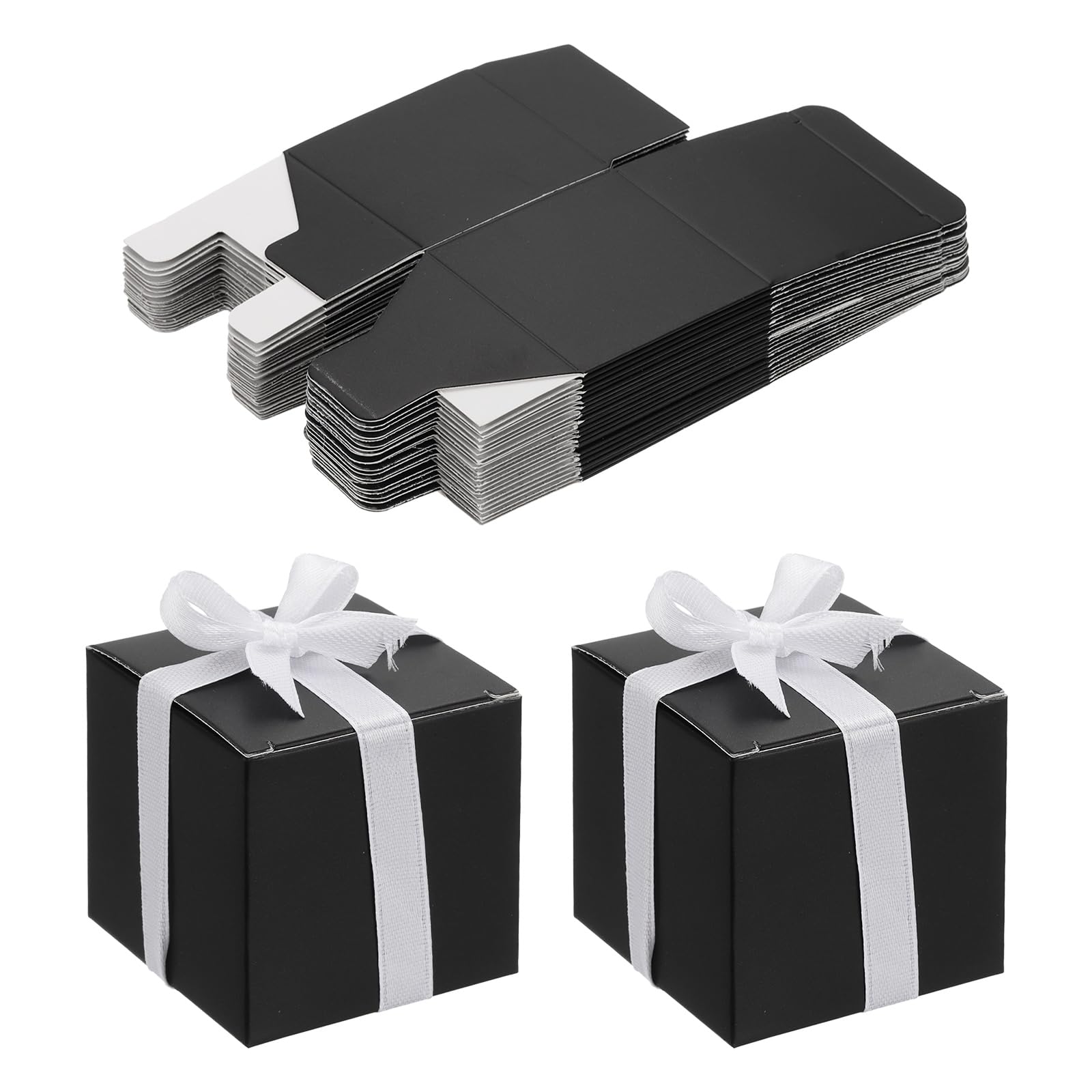 PATIKIL 5cm x 5cm x 5cm Favor Boxes, 24 Pcs Candy Party Butterfly Gift Boxes for Wedding Mother's Day Easter Anniversary Christmas Graduation Celebration, Black