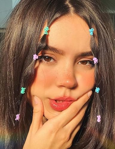 Miniatura 5 de B1jounie YA Lazos elásticos para el cabello de color caramelo en recipiente resellable para niños, elásticos para el cabello de los niños, lazos