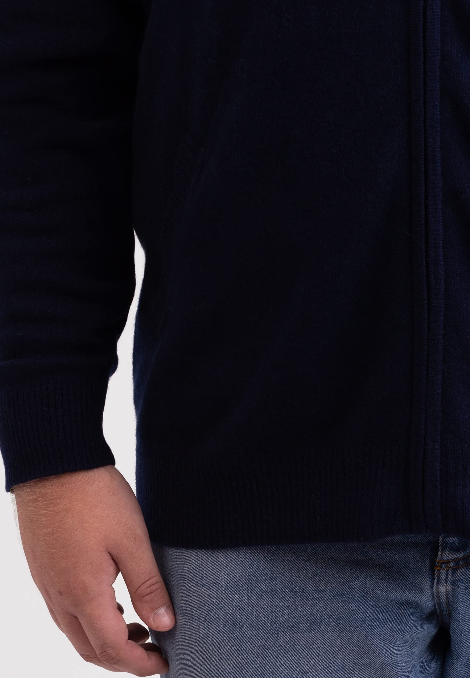 Herren Kapuzenpullover aus 100% Kaschmir in großen Größen | Hoodie mit Reißverschluss 2-fädig in Übergröße
