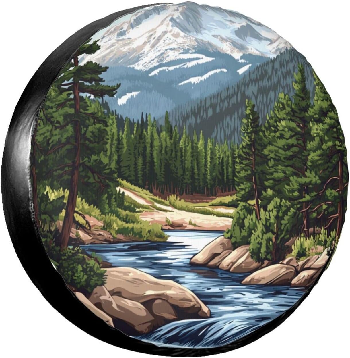 Nature Adventure Mountain Spare Tire Cover,Cute Adventure Wheel Protectors Weatherproof Universal Fit for Trailer Rv SUV Truck Camper Trailer Travel Outdoor,15 inch