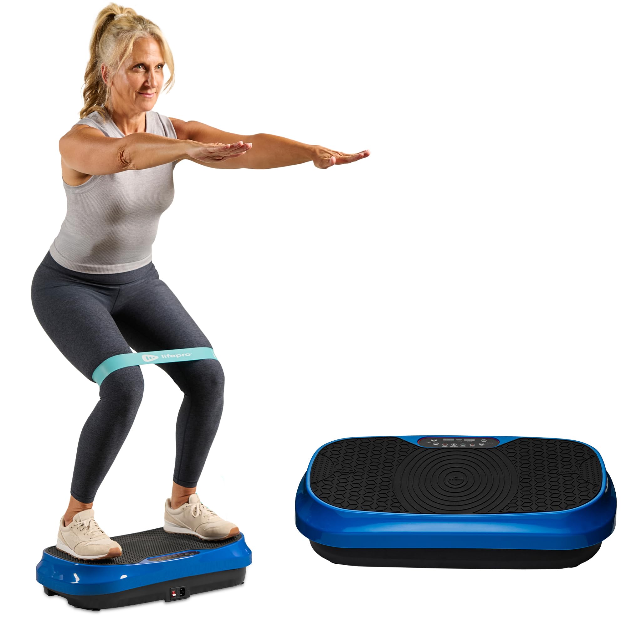 Lifepro Waver Mini Vibration Plate - Whole Body Vibration Platform Exercise Machine - Home & Travel Workout Equipment for Weight Loss, Toning & Wellness - Max User Weight 260lbs (Blue)