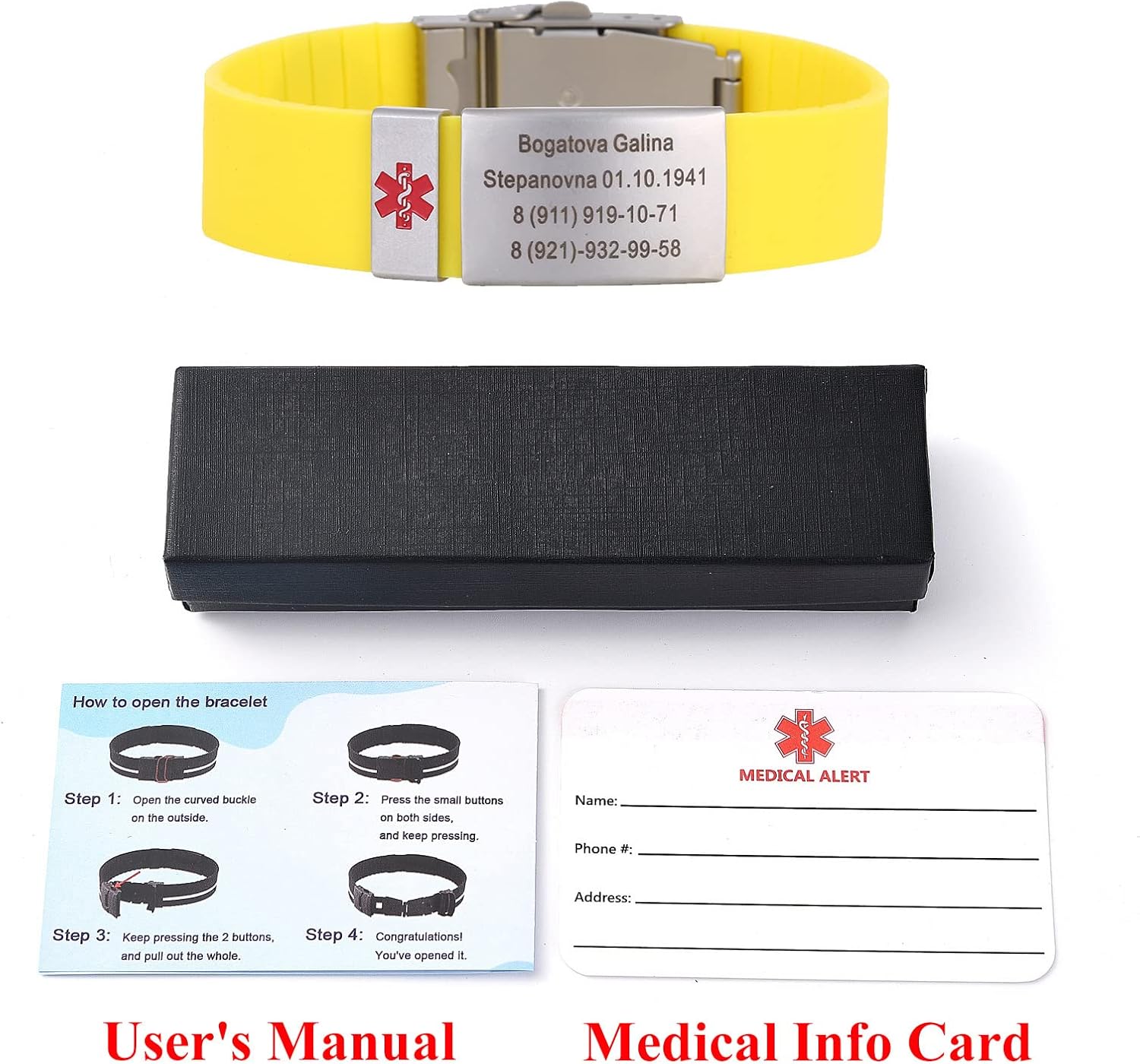 TINGKU Customized Sport Medical Alert Bracelet for Men Women Free Engraving Personalized SOS ID Bracelets