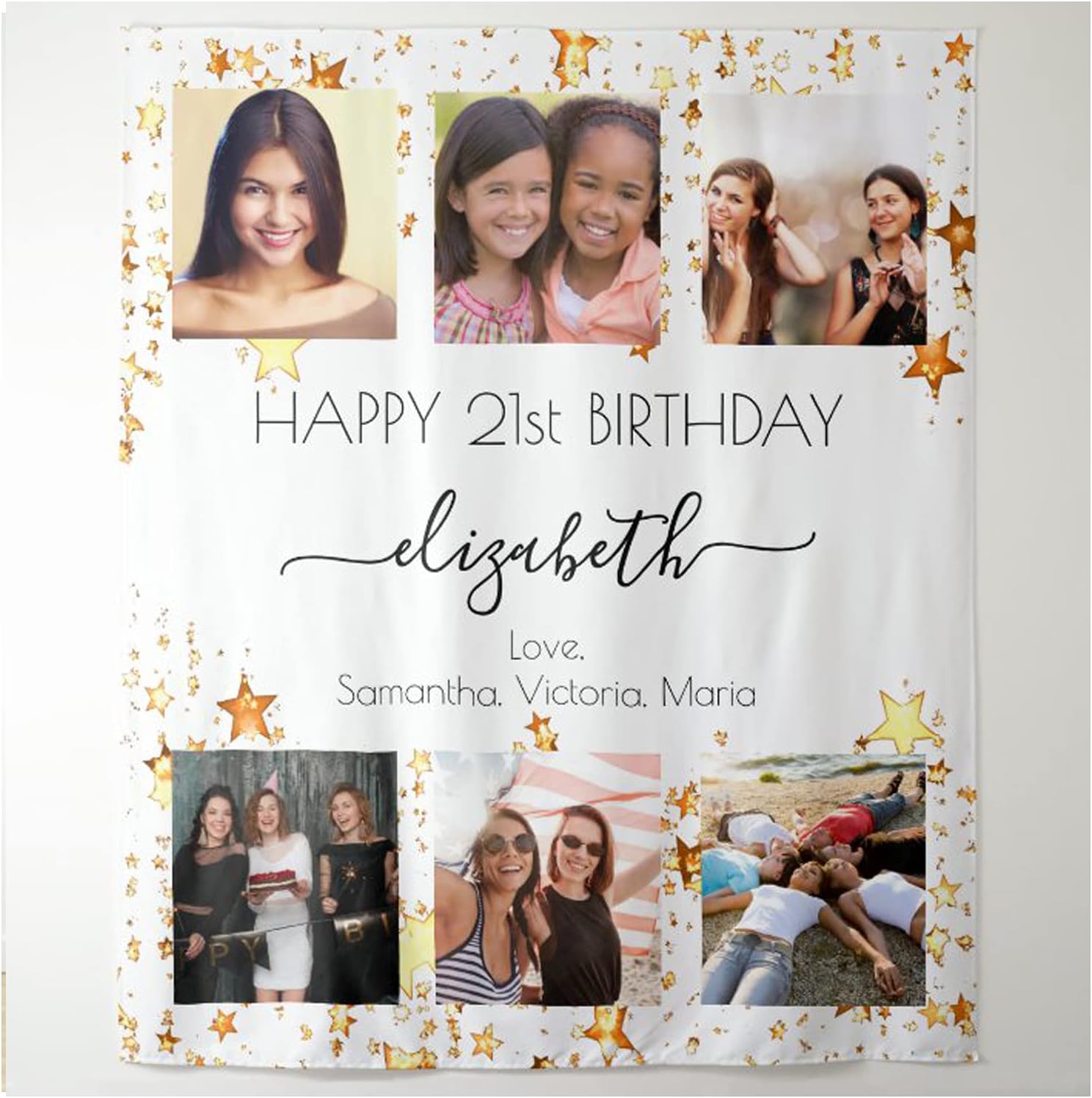 jinfu Custom Backdrop Personalized Birthday with Picture,Personalized Christmas Backdrop Personalized with Name Birthday,Customized Banner,Anniversary Banner (230X150cm)