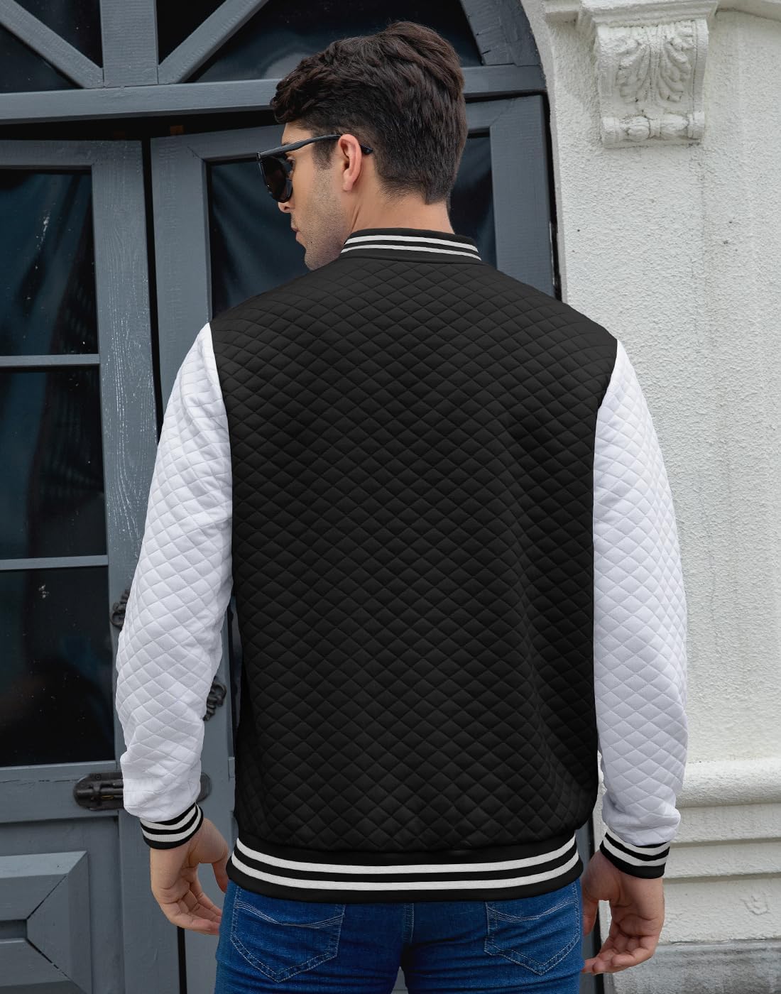 Mens Varsity Jacket Lightweight Jacket Causal Waffle Letterman Bomber Jackets - Image 3