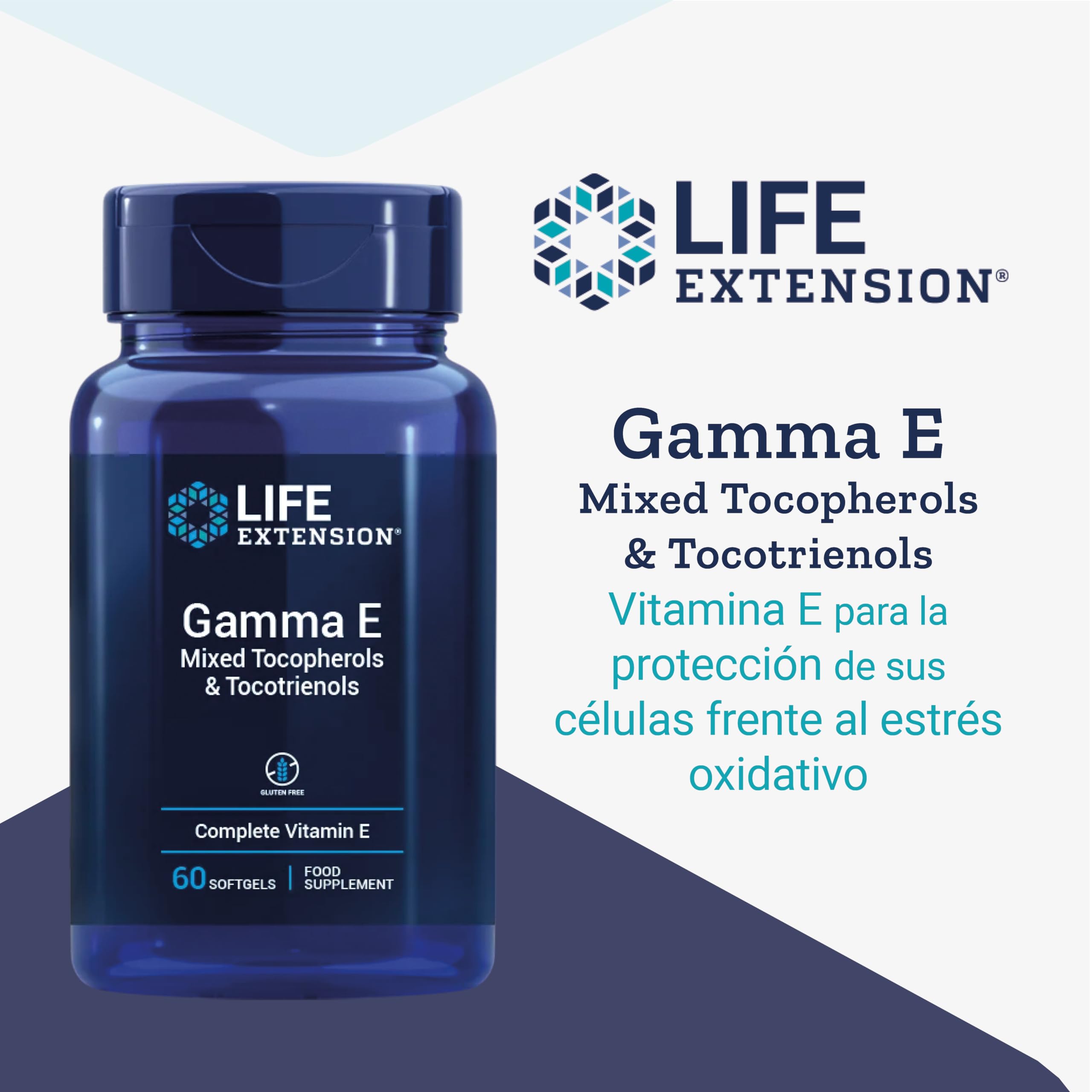 Life Extension, Gamma E, Mezcla de Tocoferoles y Tocotrienoles, 10mg, 60 Cápsulas blandas, Probado en Laboratorio, Sin Gluten, Sin Soja, No GMO