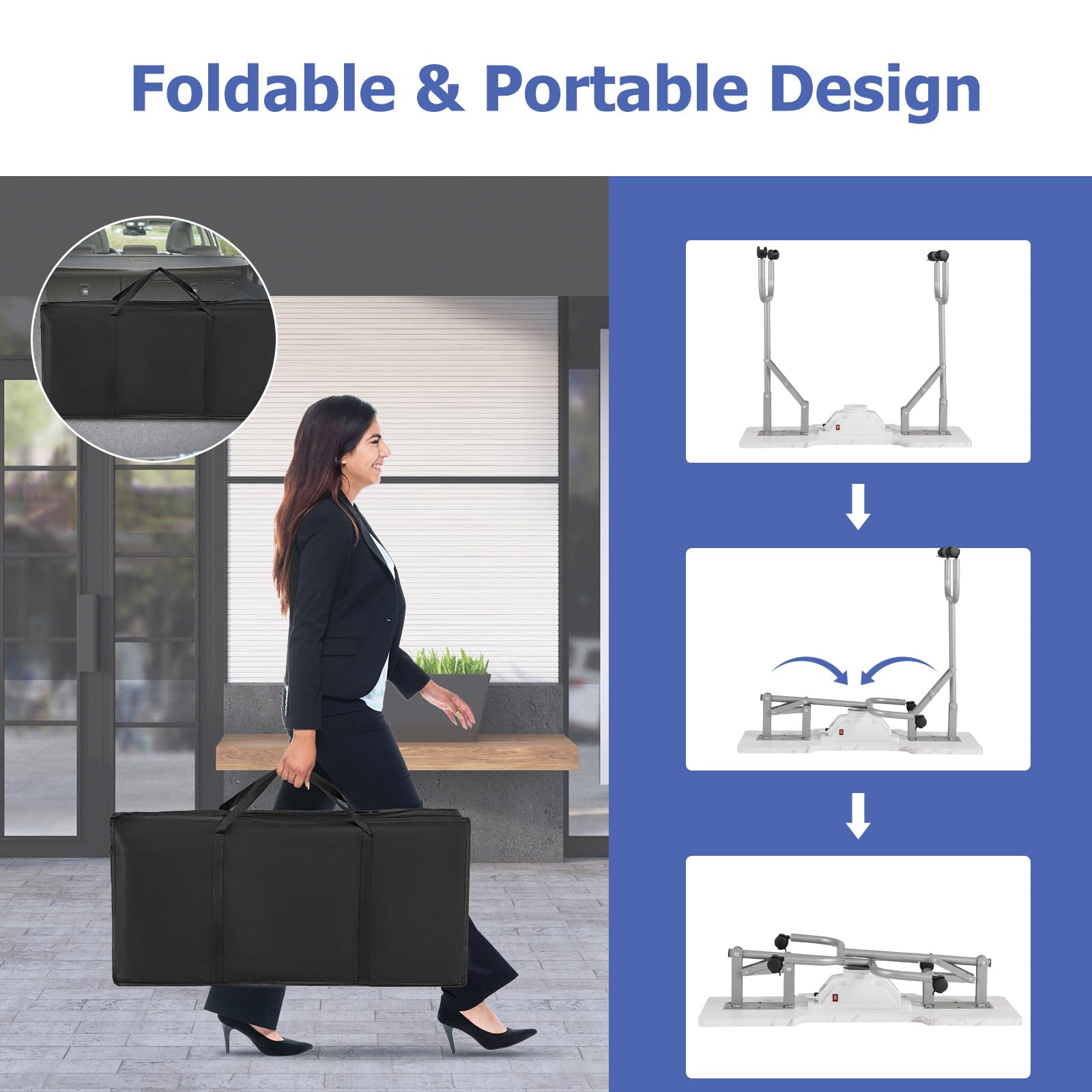 HOMASIS Mesa de manicura con aspiración y bolsa para aspiradora, mesa de manicura con ruedas, mesa de manicura portátil plegable con cojín de mano y bolsa de transporte, mesa de manicura móvil para