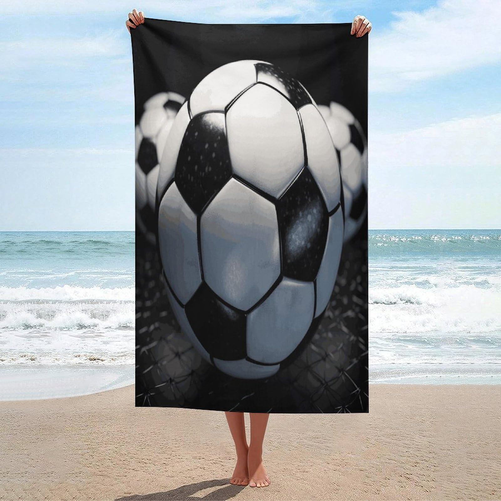Adfgyerh Unisex Style Soccer Ball Bath Towels Beach Towel Lightweight Quick Dry, Bath Towel For Travel Sports Pool Swimming Bath Camping Yoga Adults130x80cm