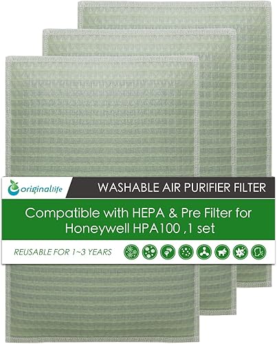 Originallife - Filtro purificador de aire reutilizable lavable HEPA y pre filtro para Honeywell HPA100, 1 juego