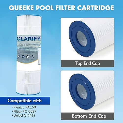 Miniatura 2 de CLARIFY Cartucho de filtro de piscina CL150 reemplaza CC150, CCRP150, Ultral-C4, PP-C4, PP-C4-M, C-9415, R173216, 59054300, Filbur FC-0687, 160317,
