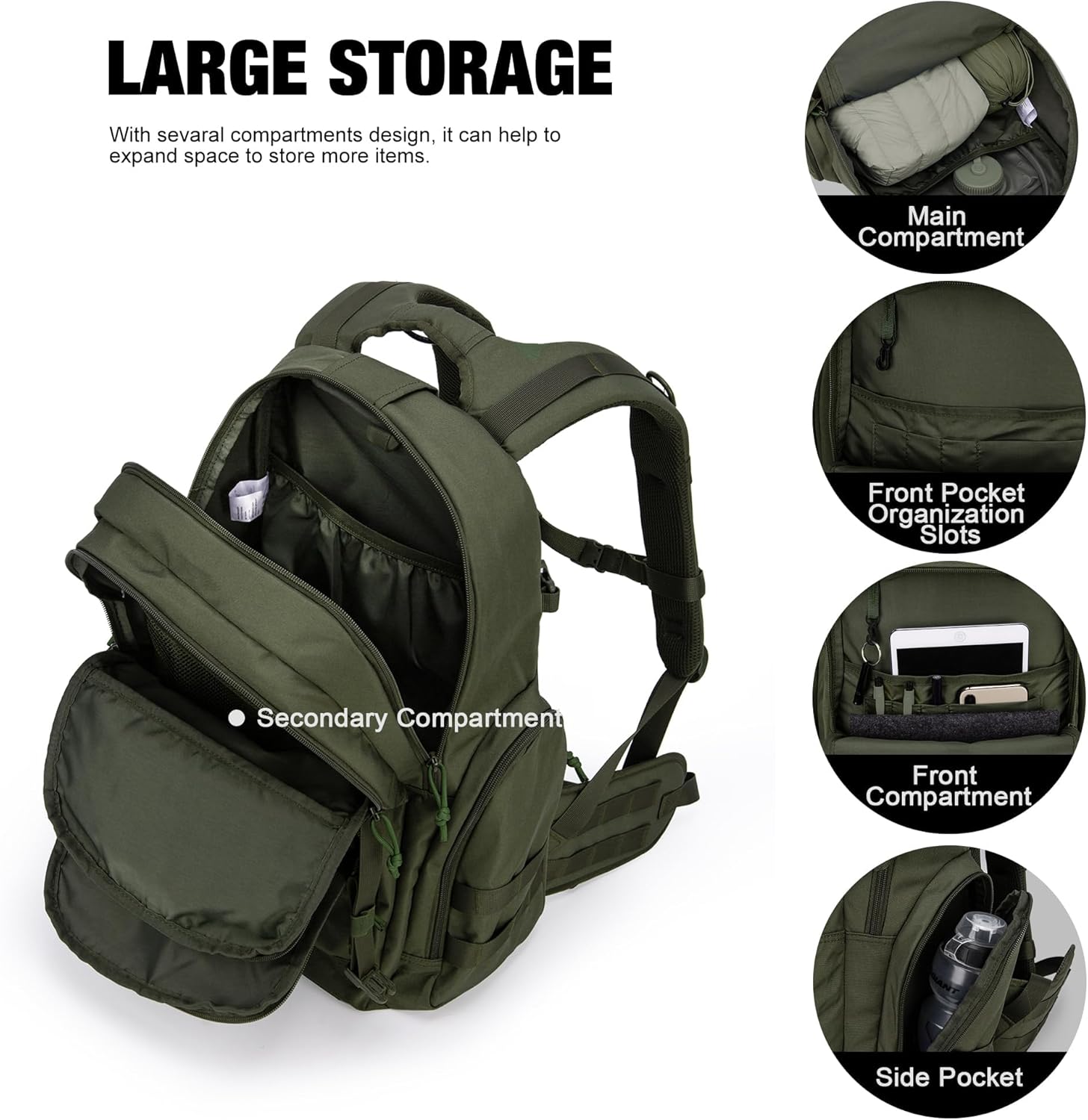 Mardingtop Military Tactical Backpack for Men 40L Molle Rucksack Assault Pack EDC Daypack for Hiking,Travel,Camping, Hunting