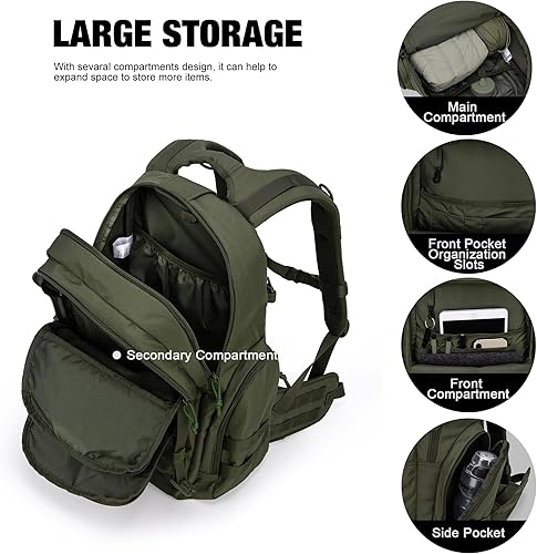 Mardingtop 40L Military Tactical Backpack Practical Rucksack for Men with Molle System Outdoor Hiking Backpack Army Backpack for Hiking, Traveling, Mountaining - 4