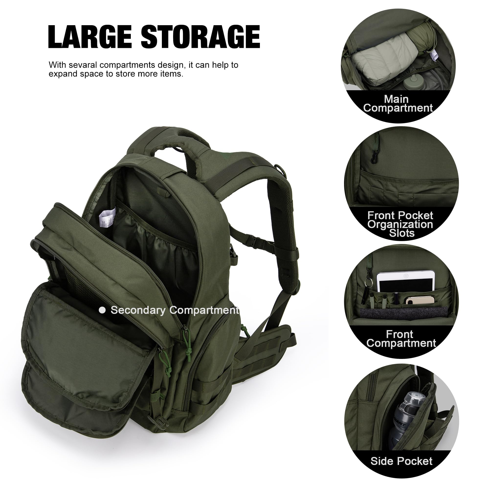 Mardingtop 40L Militaire Armée Sac à dos tactique multifonctionnelles rangement Adulte Sacs à Dos Trekking/Randonnée/en Plein air