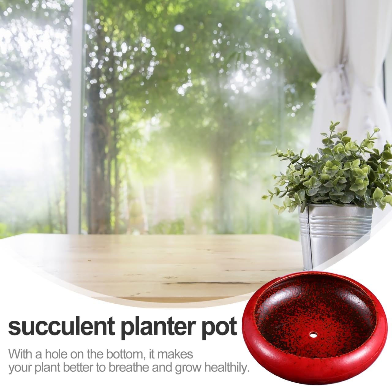 Cabilock Retro Ceramic Succulent Planter Pot 18 Inch Wide Opening with Drainage Hole Vintage Round Decorative Flower Pot for Indoor Outdoor Garden Patio